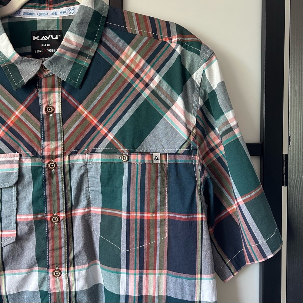 [XL] Kavu Men's Outdoor Multicolor Plaid Short Sleeve Button Down Shirt